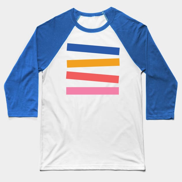 Bright color angled non parallel stripes Baseball T-Shirt by lucybrownlane